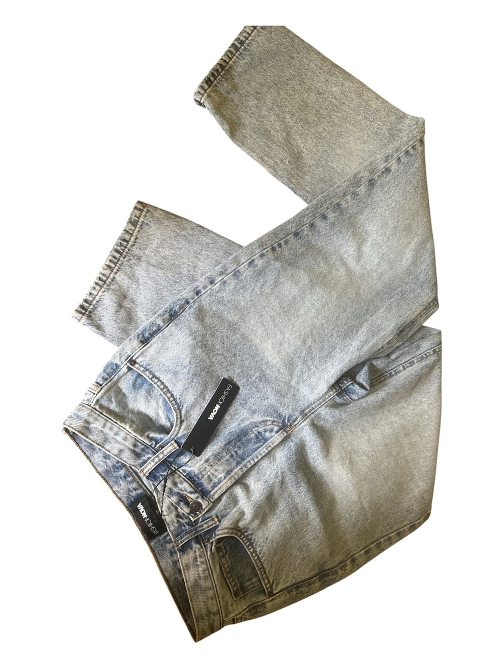 Fashion nova Light Wash High-Rise Jeans with Black Logo Tag